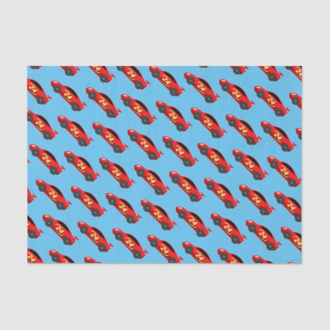 Cute red race car kid's Birthday gift tissue paper (Front)