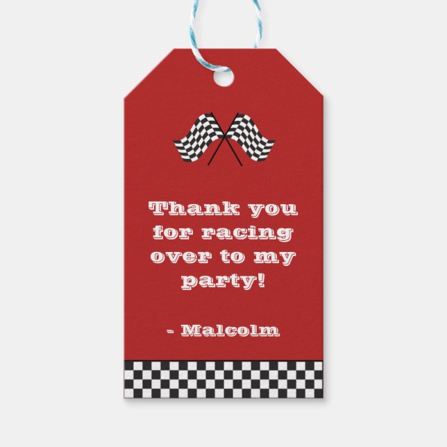 Cute Red Racing Stripes  Gift Tags (Front)