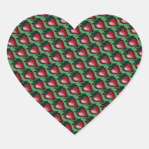 Cute red Ripe Strawberry Fruit Garden          Heart Sticker
