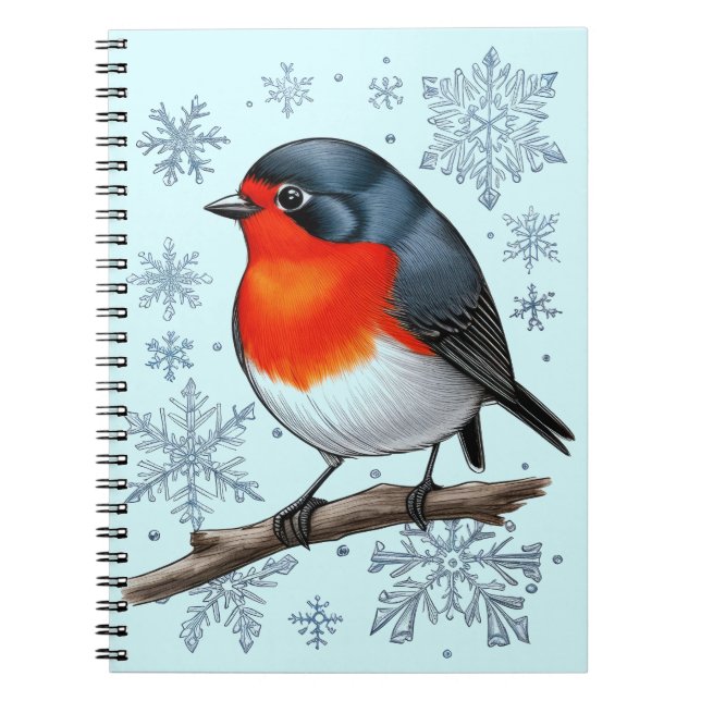 Cute Red Robin Bird Notebook (Front)