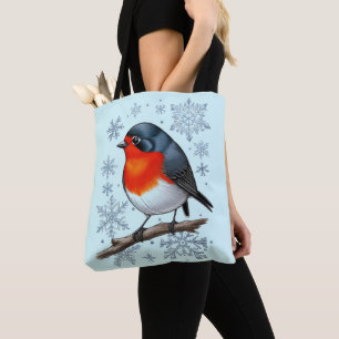 Cute Red Robin Bird Tote Bag