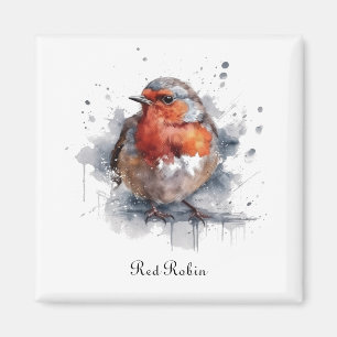 Cute Red Robin in watercolor Magnet