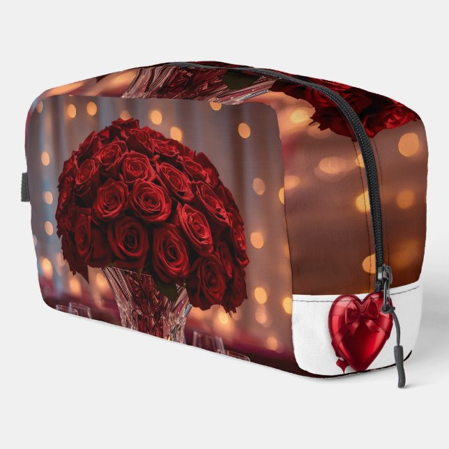 Cute Red Rose Valentine Aesthetic Cosmetic Travel  Dopp Kit (Right Corner)