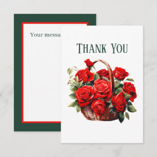 Cute red roses add message  thank you card