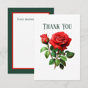 Cute red roses add message  thank you card
