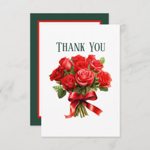 Cute red roses add message  thank you card