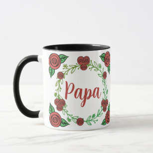 Cute Red Roses Floral Wreath Papa  Mug