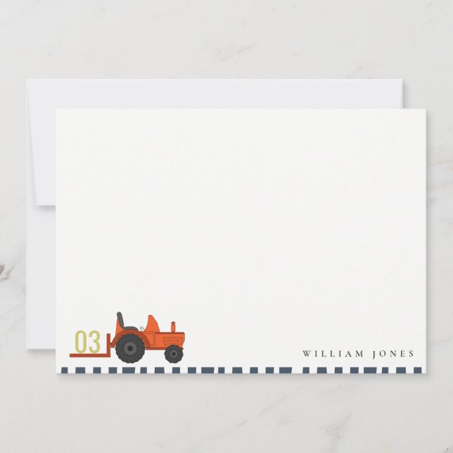 Cute Red Rust Farm Tractor Kids Any Age Birthday Card (Front)