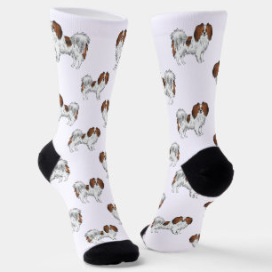 Cute Red Sable Phalène Dog Pattern Dog Lover Socks