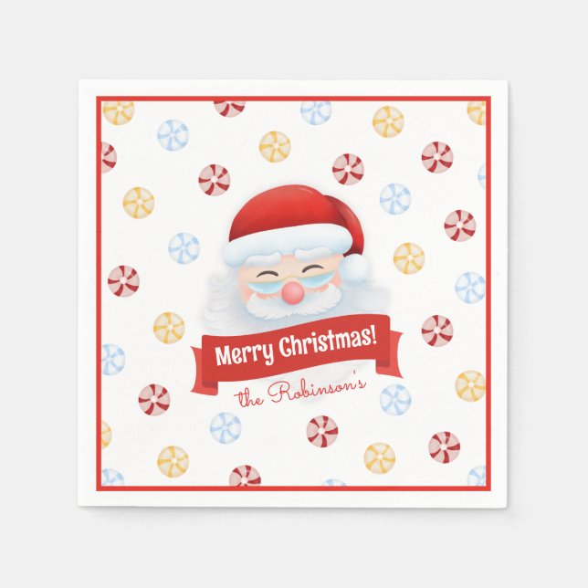Cute Red Santa Claus Christmas Party Paper Napkin (Front)