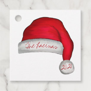 Cute Red Santa Claus Holiday Christmas Custom Favo Favour Tags