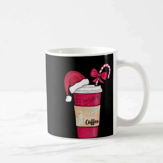 Cute Red Santa Hat Coffee Candy Cane Christmas T S Coffee Mug (Right)