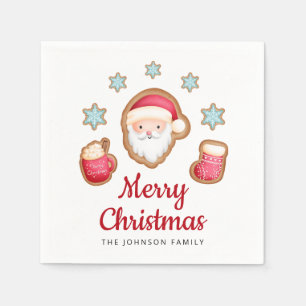 Cute Red Santa Merry Christmas Napkin