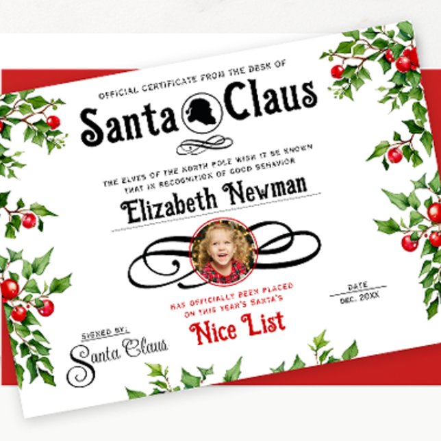 Cute Red Santa Naughty Nice List Official Photo Holiday Card (Creator Uploaded)
