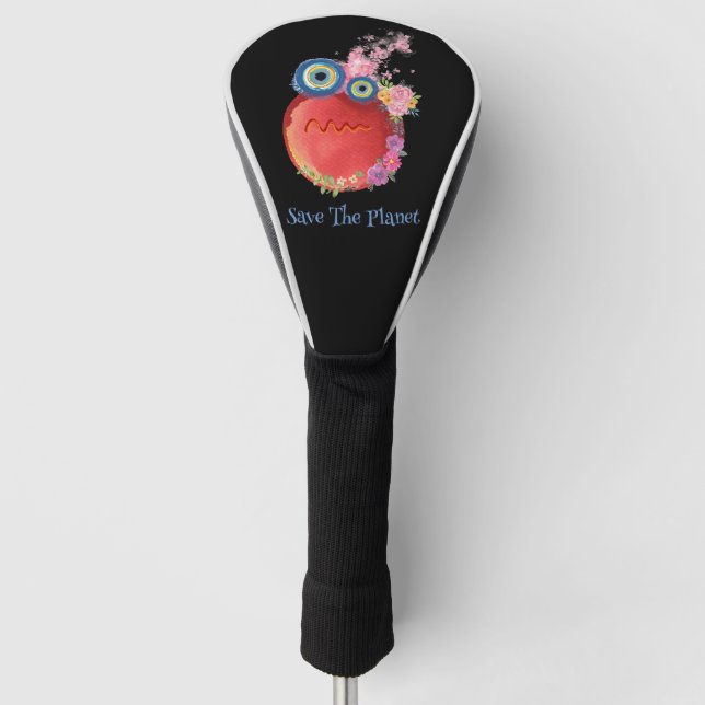 Cute Red Save The Planet Collection Golf Head Cover (Front)
