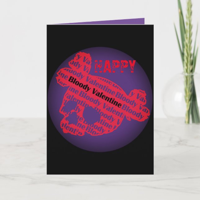 Cute red skull valentine's day holiday card (Front)