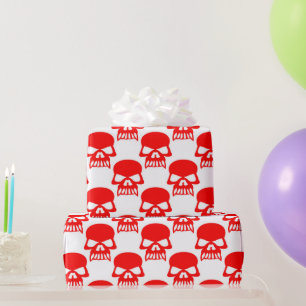 Cute Red Skulls Halloween Gift Wrapping Paper