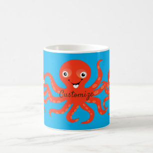 Cute Red Smiling Octopus Thunder_Cove  Coffee Mug