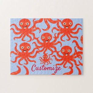 Cute Red Smiling Octopus Thunder_Cove Jigsaw Puzzle