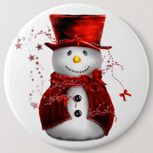 Cute Red Snowman Christmas 6 Cm Round Badge