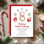 Cute Red Snowman Christmas Cookie Exchange Invitation<br><div class="desc">Personalized Cute Red Snowman Christmas Cookie Exchange Invitation.</div>