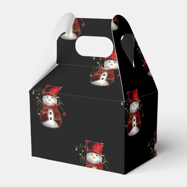 Cute Red Snowman Christmas Favour Box (Front Side)