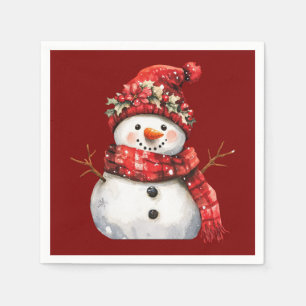 Cute Red Snowman Christmas Napkin