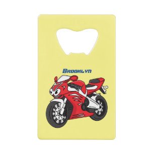 Cute red sports motorcycle cartoon