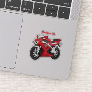 Cute red sports motorcycle cartoon