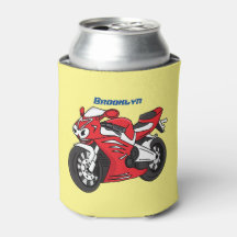 Cute red sports motorcycle cartoon