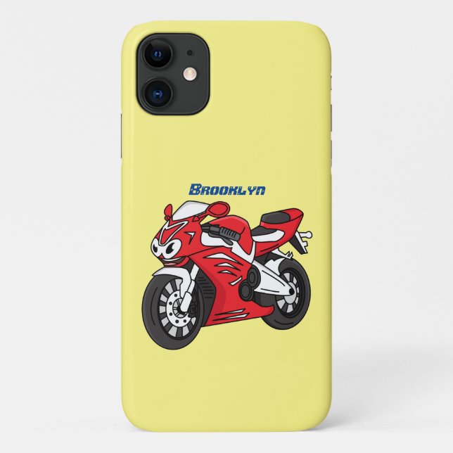Cute red sports motorcycle cartoon Case-Mate iPhone case (Back)