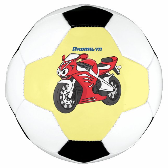 Cute red sports motorcycle cartoon football (Front)