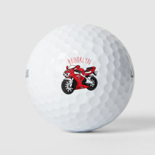 Cute red sports motorcycle cartoon golf balls