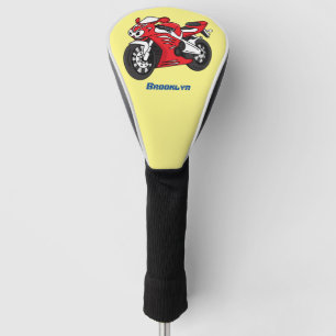 Cute red sports motorcycle cartoon golf head cover