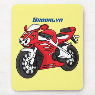 Cute red sports motorcycle cartoon mouse mat