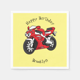 Cute red sports motorcycle cartoon napkin
