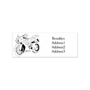 Cute red sports motorcycle cartoon rubber stamp