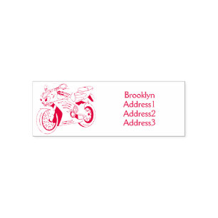 Cute red sports motorcycle cartoon  self-inking stamp