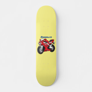Cute red sports motorcycle cartoon skateboard