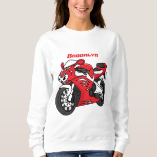Cute red sports motorcycle cartoon sweatshirt