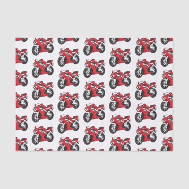 Cute red sports motorcycle cartoon tissue paper (Front)