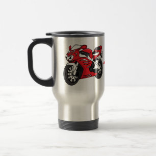 Cute red sports motorcycle cartoon travel mug