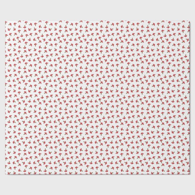 Cute Red Spotted Mushrooms Wrapping Paper (Seam)