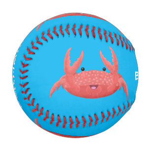 Cute red spotty crab cartoon illustration baseball