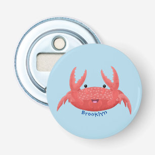 Cute red spotty crab cartoon illustration bottle opener