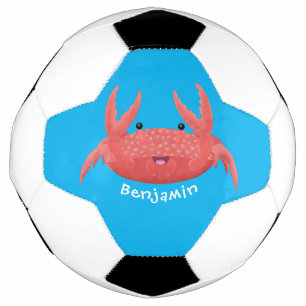 Cute red spotty crab cartoon illustration  football