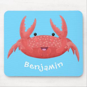 Cute red spotty crab cartoon illustration mouse mat