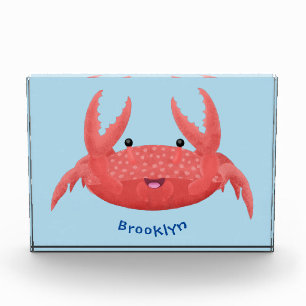 Cute red spotty crab cartoon illustration photo block