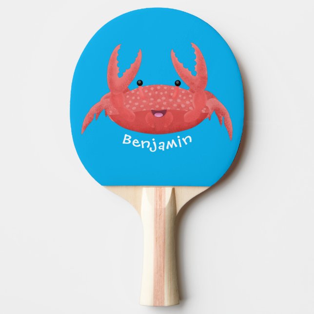 Cute red spotty crab cartoon illustration ping pong paddle (Front)