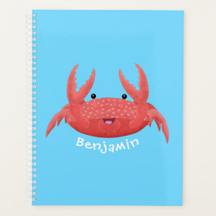 Cute red spotty crab cartoon illustration planner